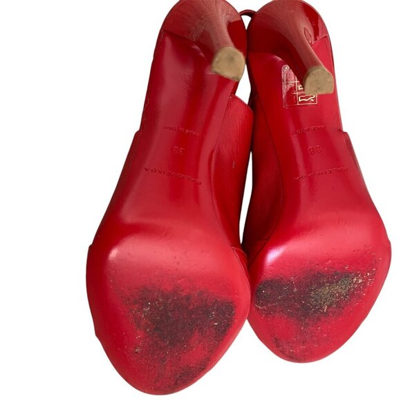 Balenciaga Womens Stilettos Heels Open Toe Slingback Patent Leather Red Size 38 - Picture 4 of 6